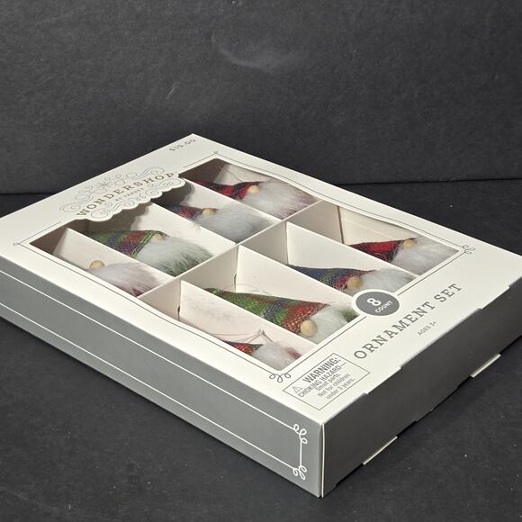 Wondershop™ - 8 piece Fabric Gnome Christmas Tree Ornament Set NEW in Box - Picture 9 of 9